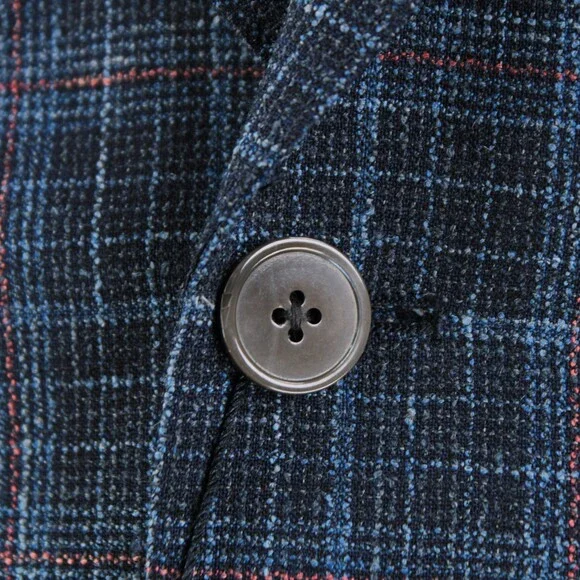 Cardinal of Canada NWT Wool Blend Sport Coat Size 42R US In Blue w/ Coral Plaid